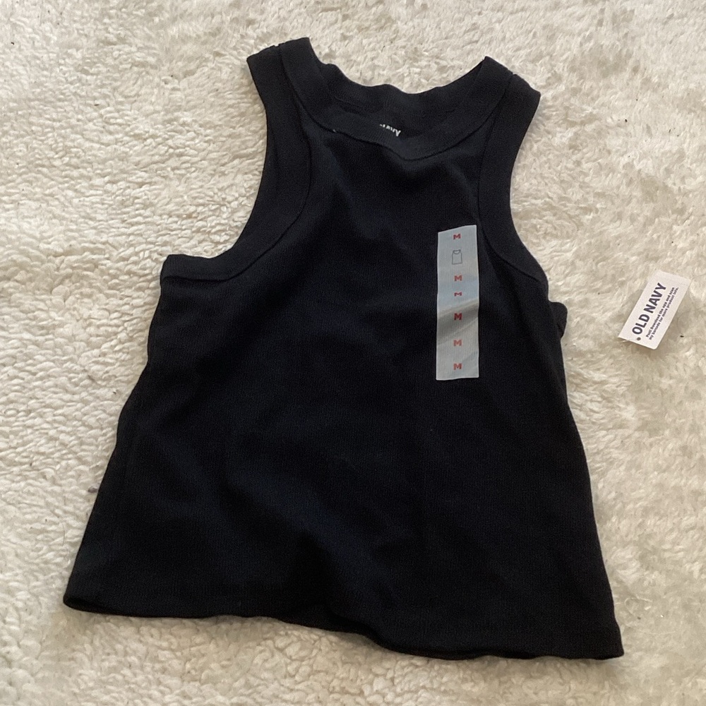 Old Navy Black Ribbed Scoop-Neck Tank